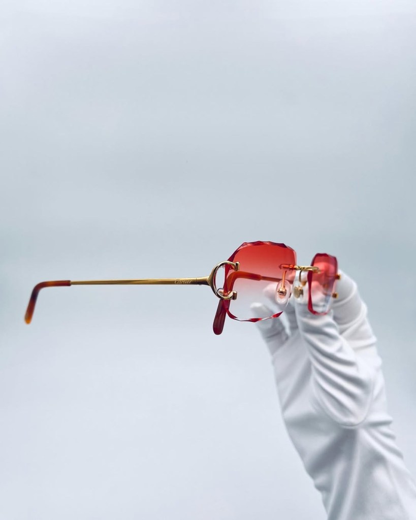 Diamond Cut Rimless Ruby Gold