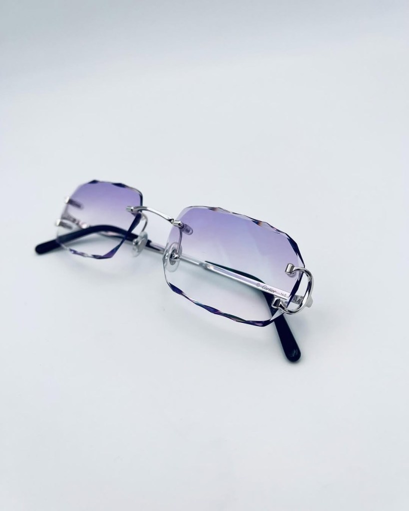 Diamond Cut Rimless Amethyst Platinum