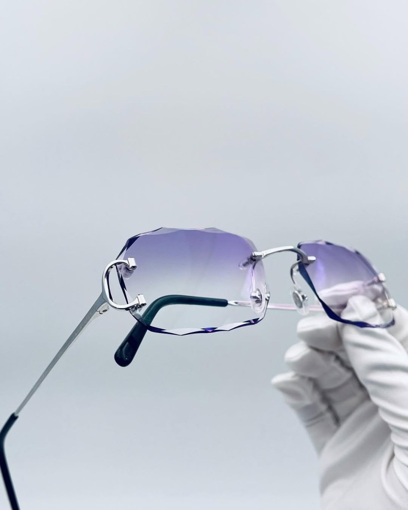 Diamond Cut Rimless Amethyst Platinum