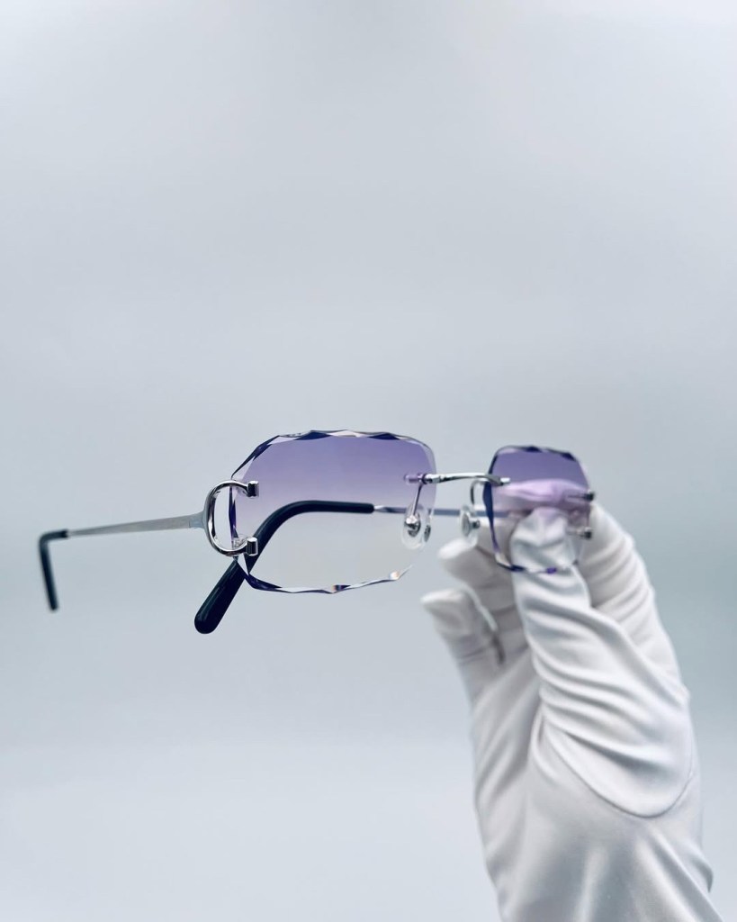Diamond Cut Rimless Amethyst Platinum