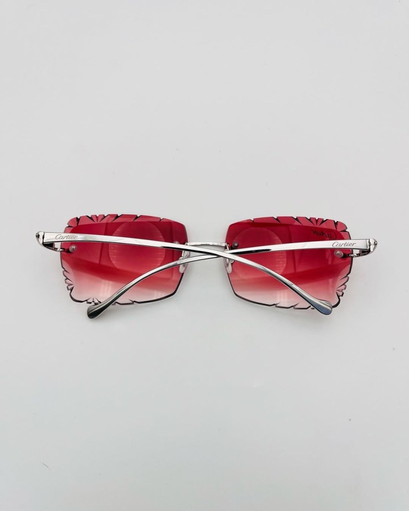 Diamond Cut Ruby Crystal Silver